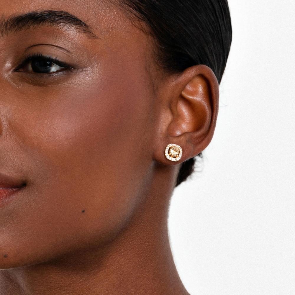 Brinco com Citrino e Topázio em Prata 925 com Banho de Ouro Amarelo 18k - 2