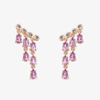 Brinco Cascata com Rose de France e Iolita em Prata 925 com Banho de Ouro Rosé 18k - 1