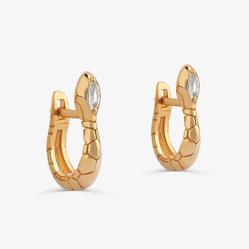 Brinco Argola Serpente com Topázio em Prata 925 com Banho de Ouro Amarelo 18K - 3