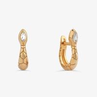 Brinco Argola Serpente com Topázio em Prata 925 com Banho de Ouro Amarelo 18K - 1