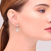 Brinco Ear Jackets Hexagonal com Quartzo Murion em Ouro Rosé 18k - 2