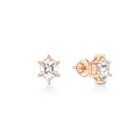 Brinco Ear Jackets Hexagonal com Quartzo Murion em Ouro Rosé 18k