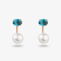 Brinco Ear Jacket com Topázio London e Pérola em Ouro Rosé 18K - 1