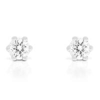 Brinco Solitário com 30 Pontos de Diamantes em Ouro Branco 18k - 1