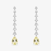 Brinco Maxi Vertical com Quartzo Lemon e Safira em Prata 925 - 1