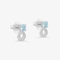 Brinco Stud com Topázio Azul e Safira em Prata 925 - 3