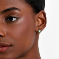 Brinco Stud com Quartzo Verde em Prata com Banho de Ouro Amarelo 18K - 2