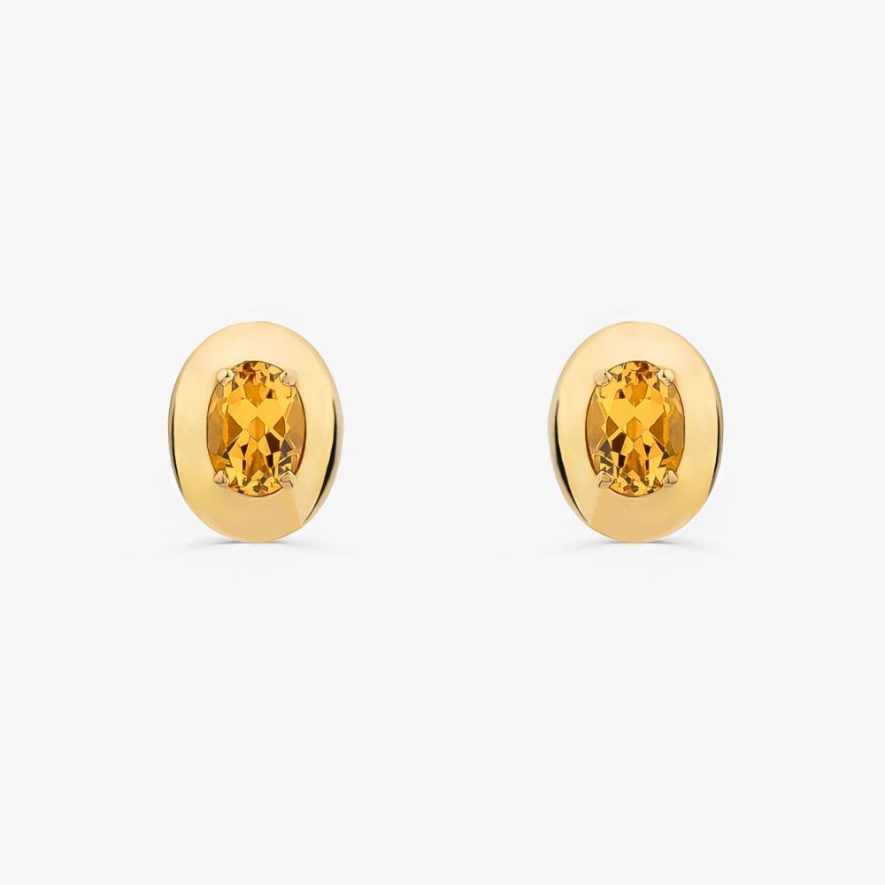 Brinco Stud com Citrino em Prata com Banho de Ouro Amarelo 18K - 1