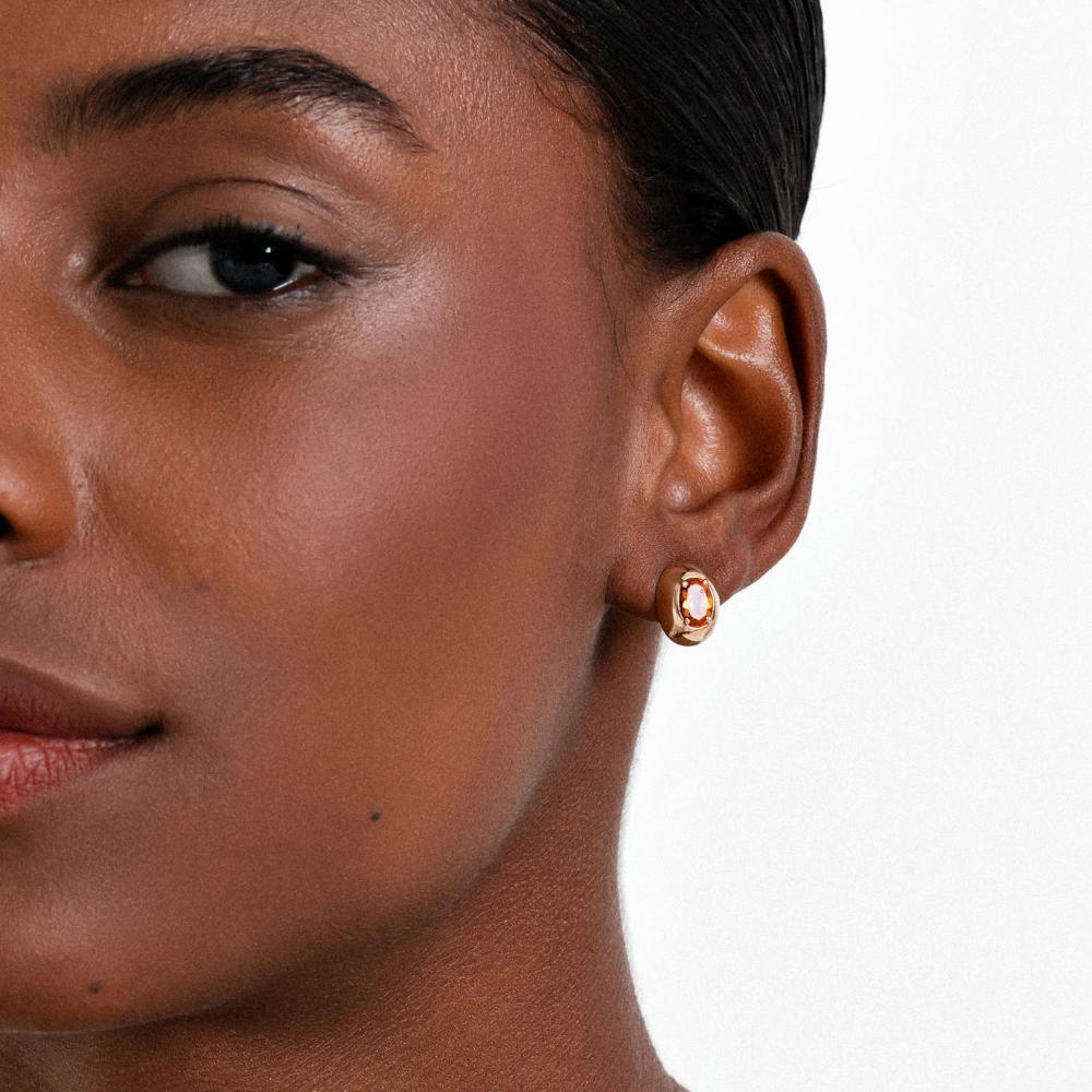 Brinco Stud com Citrino em Prata com Banho de Ouro Amarelo 18K - 2