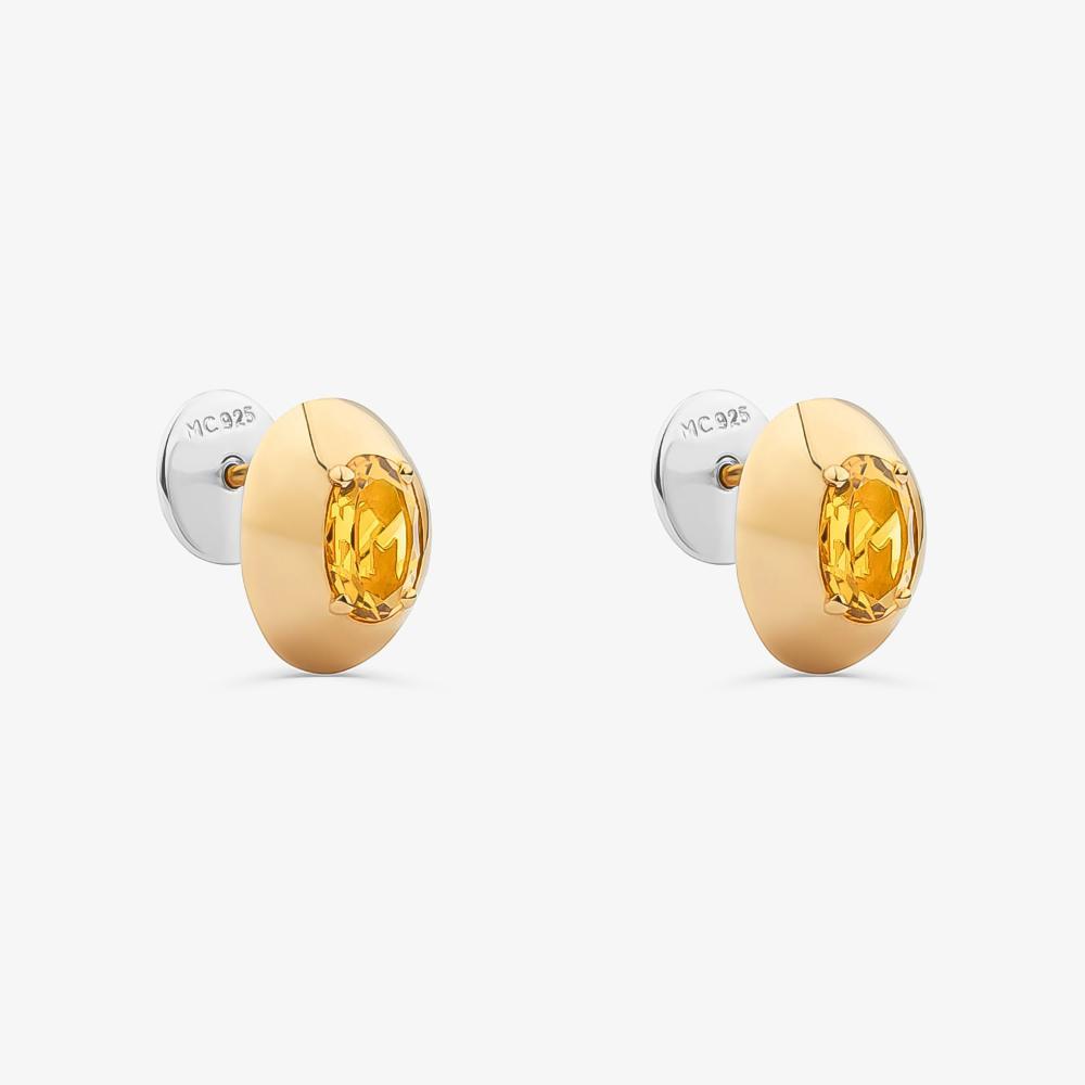 Brinco Stud com Citrino em Prata com Banho de Ouro Amarelo 18K - 3