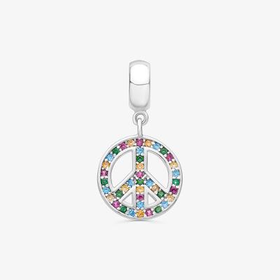 Charm Símbolo da Paz Cravejado em Prata 925
