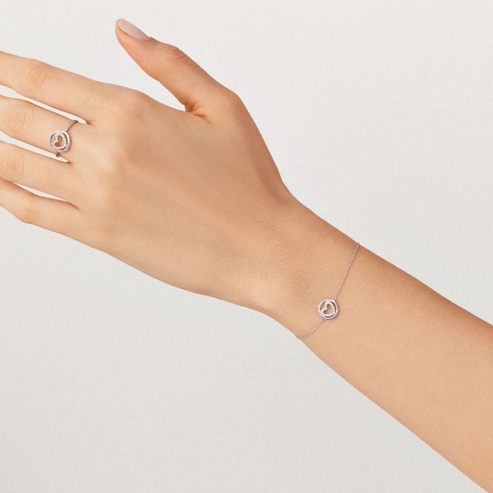 Pulseira Coração Cravejada em Prata 925 - 2