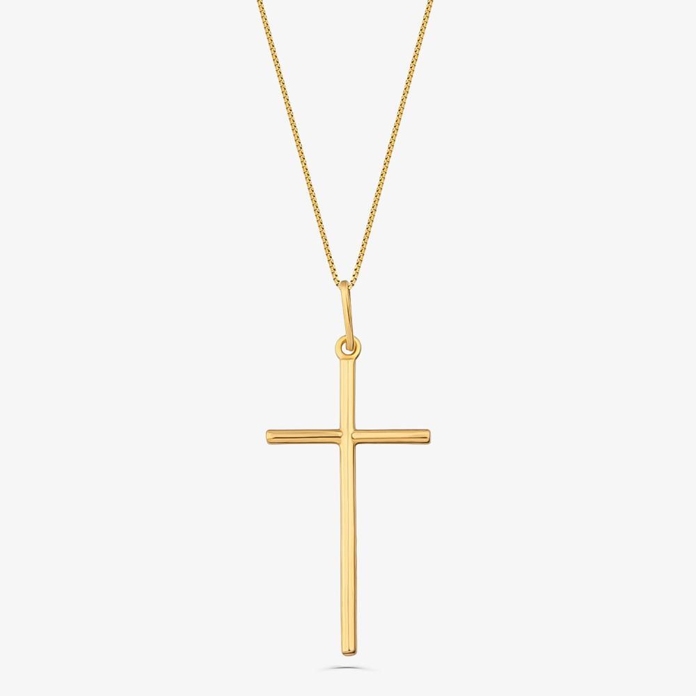 Pingente Cruz em Prata 925 com banho de Ouro amarelo 18k - 1