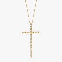 Pingente Cruz com Topázio em Prata 925 com Banho de Ouro Amarelo 18k - 1