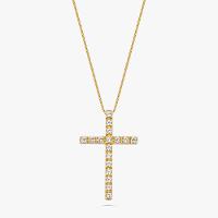 Pingente Cruz com Topázio em Prata 925 com Banho de Ouro Amarelo 18k - 1