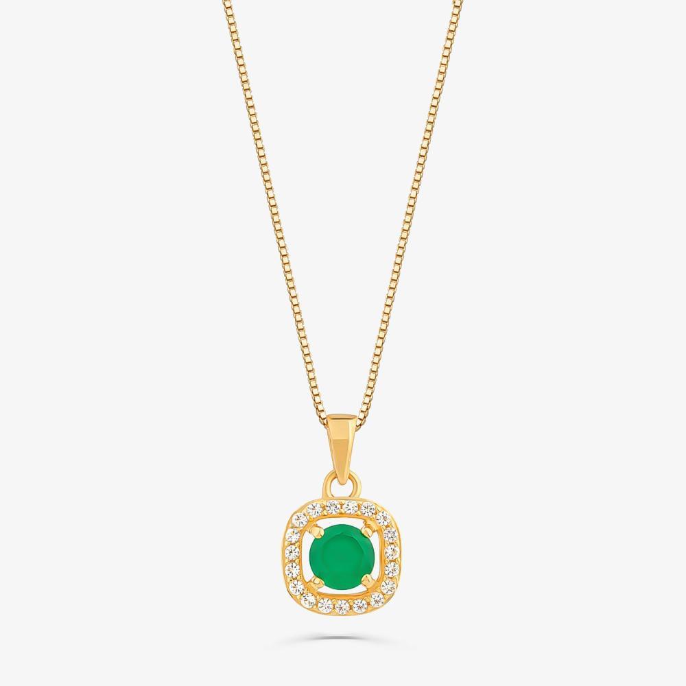 Pingente com Ágata Verde e Topázio em Prata 925 com Banho de Ouro Amarelo 18k - 1