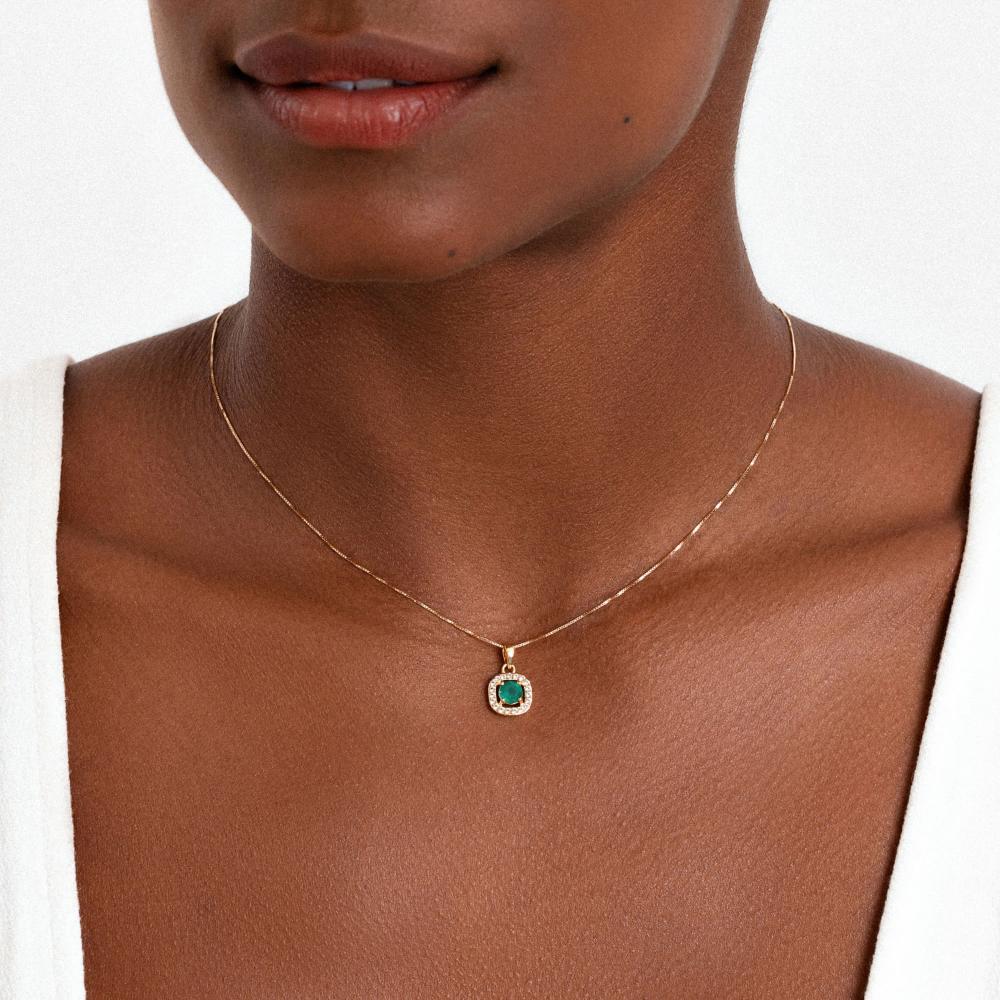 Pingente com Ágata Verde e Topázio em Prata 925 com Banho de Ouro Amarelo 18k - 2