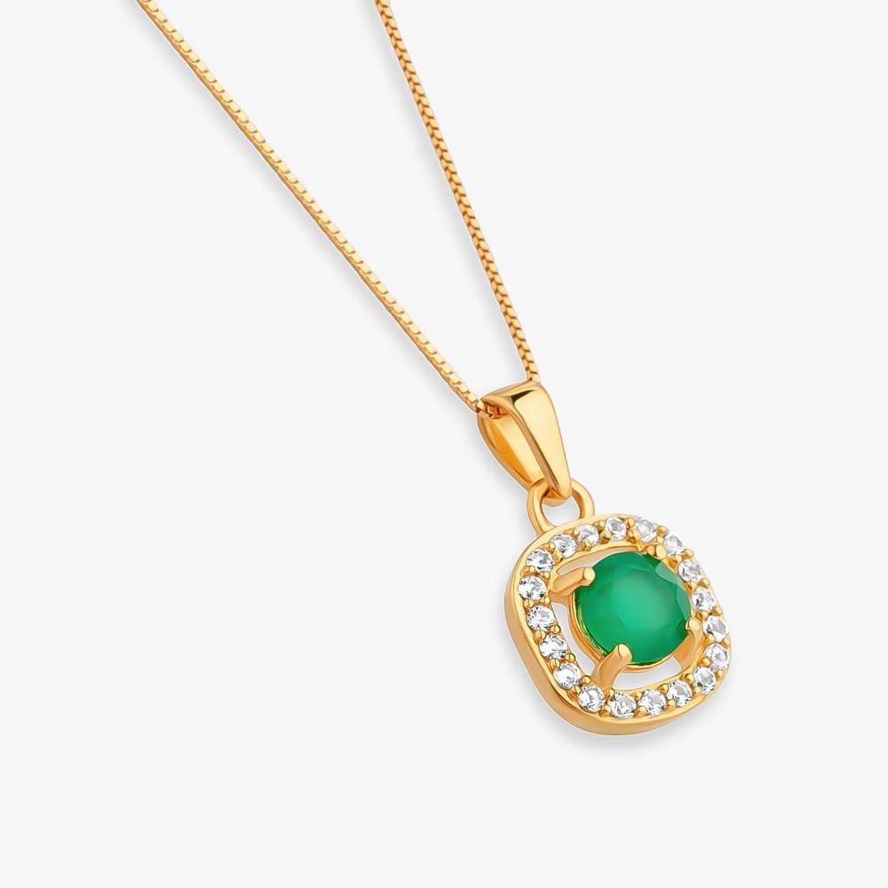 Pingente com Ágata Verde e Topázio em Prata 925 com Banho de Ouro Amarelo 18k - 3