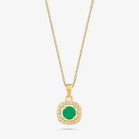 Pingente com Ágata Verde e Topázio em Prata 925 com Banho de Ouro Amarelo 18k - 1