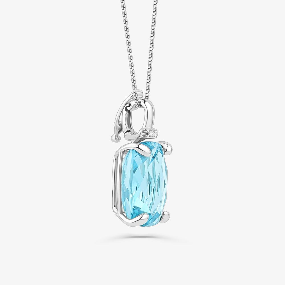 Pingente com Topázio Azul em Ouro Branco 18k - 6