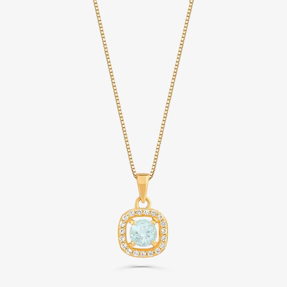 Pingente com Topázio Azul e Topázio em Prata 925 com Banho de Ouro Amarelo 18k - 1