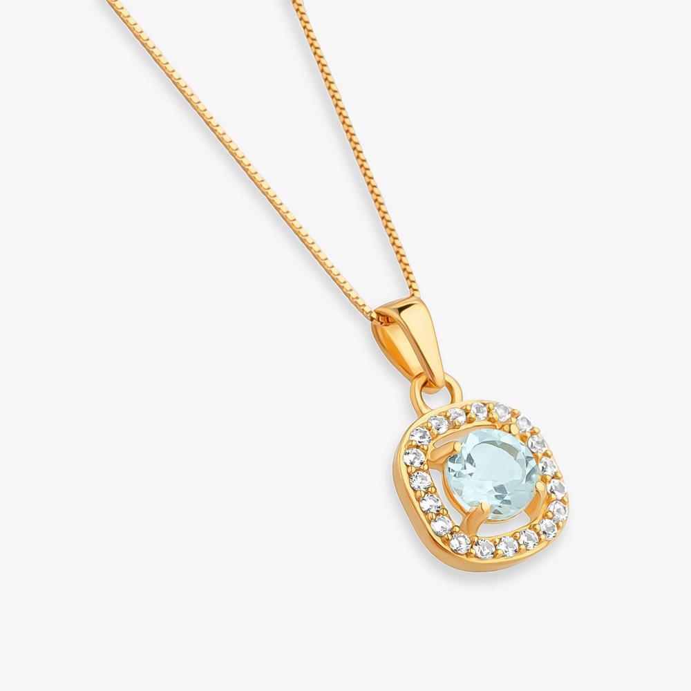 Pingente com Topázio Azul e Topázio em Prata 925 com Banho de Ouro Amarelo 18k - 3