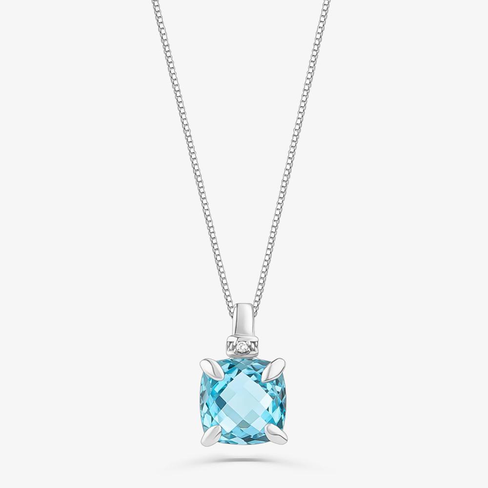 Pingente com Topázio Azul em Ouro Branco 18k - 1