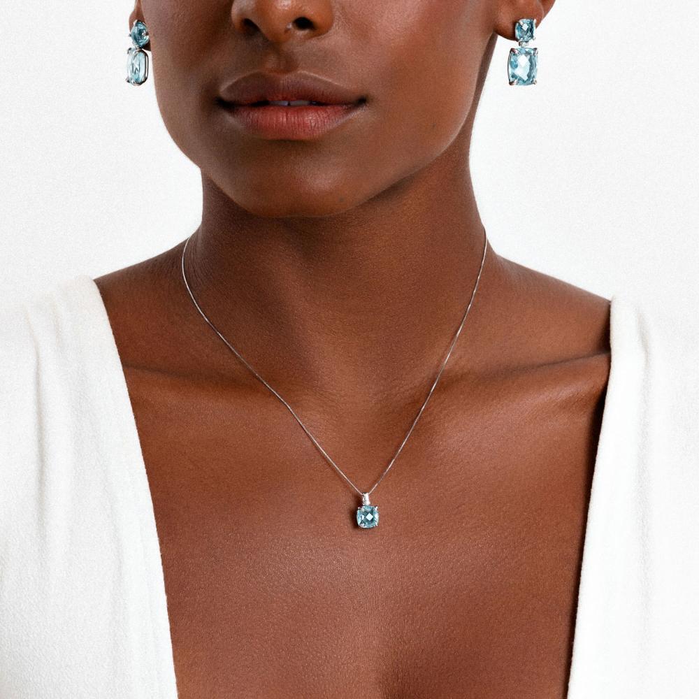 Pingente com Topázio Azul em Ouro Branco 18k - 2