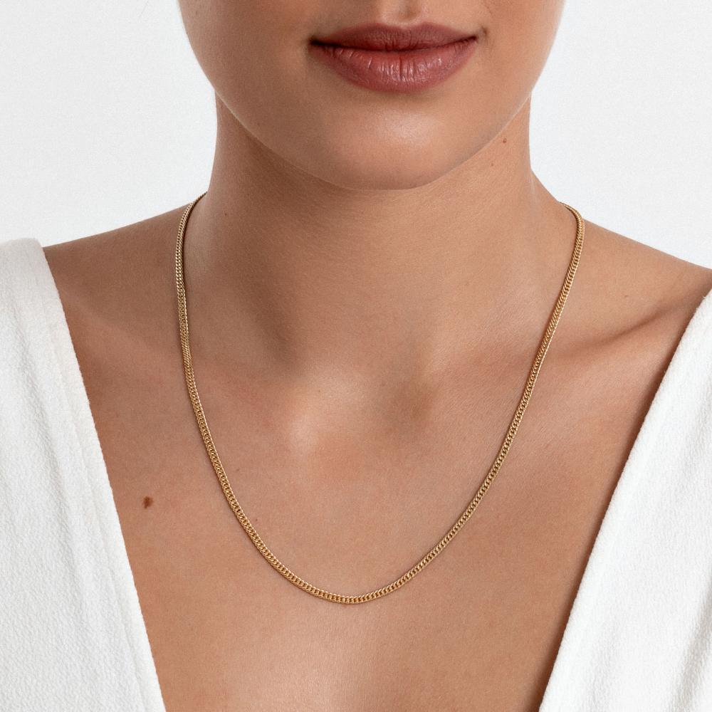 Corrente Malha Groumet em Prata 925 com Banho de Ouro Amarelo 18k - 50 cm - 2