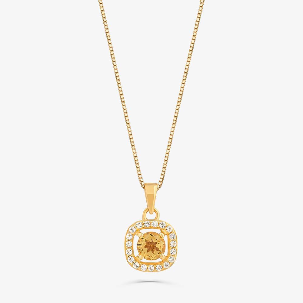Pingente com Citrino e Topázio em Prata 925 com Banho de Ouro Amarelo 18k - 1