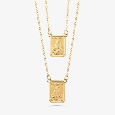 Escapulário Sagrado Coração de Jesus e Nossa Senhora do Carmo em Ouro Amarelo 18k