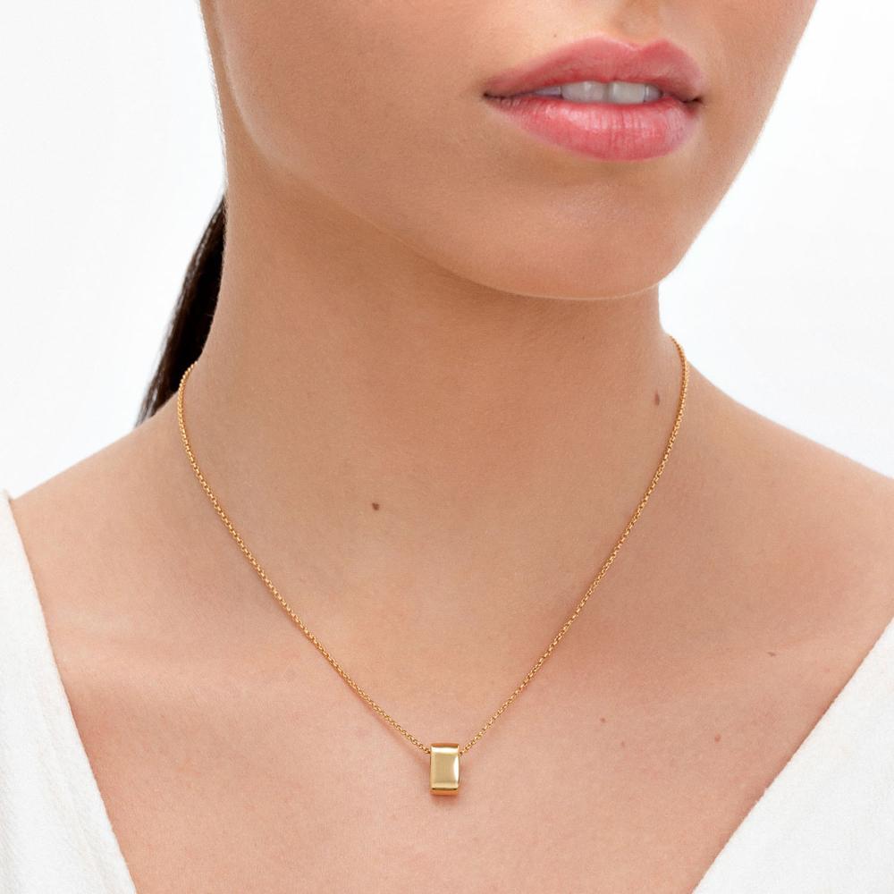 Colar Retangular em Prata 925 com Banho de Ouro Amarelo 18k - 2