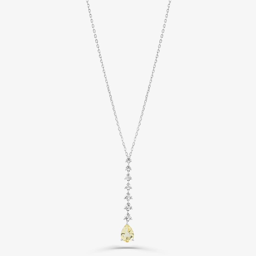 Colar Maxi Vertical com Quartzo Lemon e Safira em Prata 925 - 1