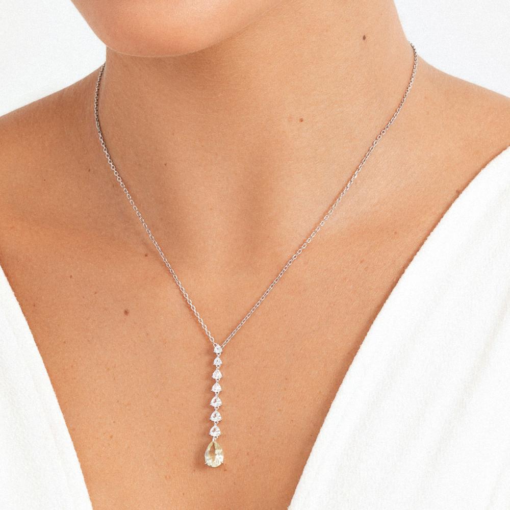 Colar Maxi Vertical com Quartzo Lemon e Safira em Prata 925 - 2