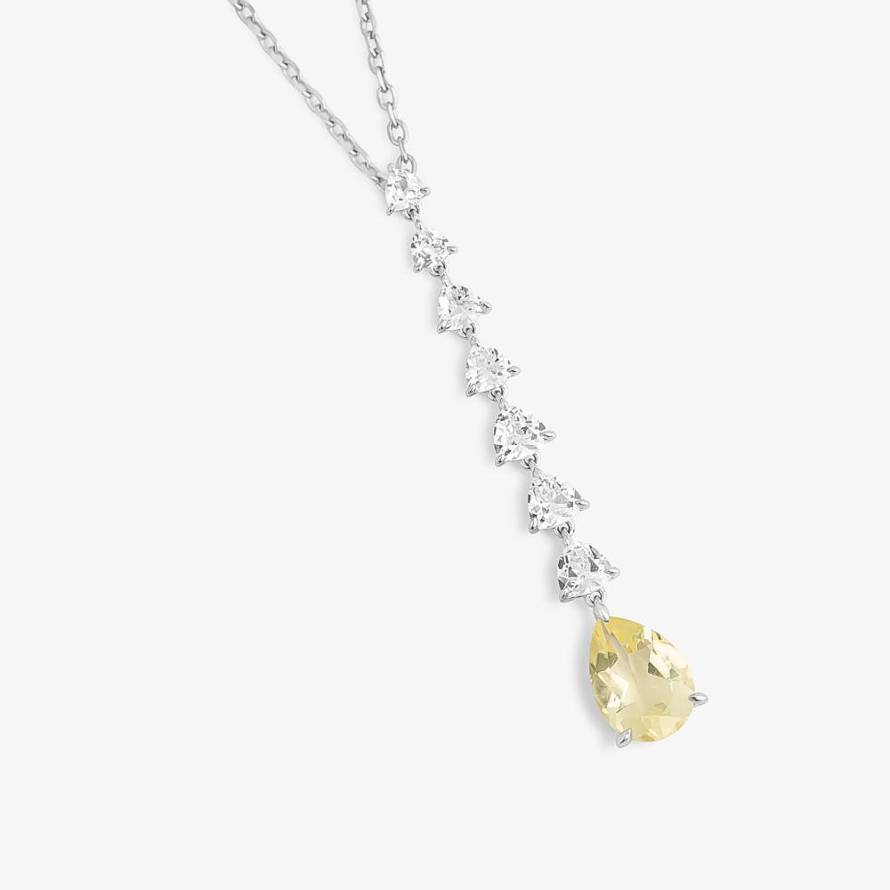Colar Maxi Vertical com Quartzo Lemon e Safira em Prata 925 - 3