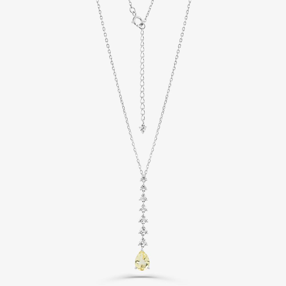 Colar Maxi Vertical com Quartzo Lemon e Safira em Prata 925 - 4