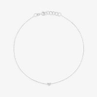 Tornozeleira Coração com Diamante em Ouro Branco 18k - 25 cm - 1