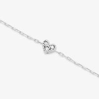 Tornozeleira Coração com Diamante em Ouro Branco 18k - 25 cm - 2