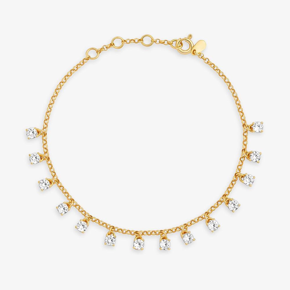 Pulseira Pontos de Luz em Prata 925 com Banho de Ouro Amarelo 18k - 1