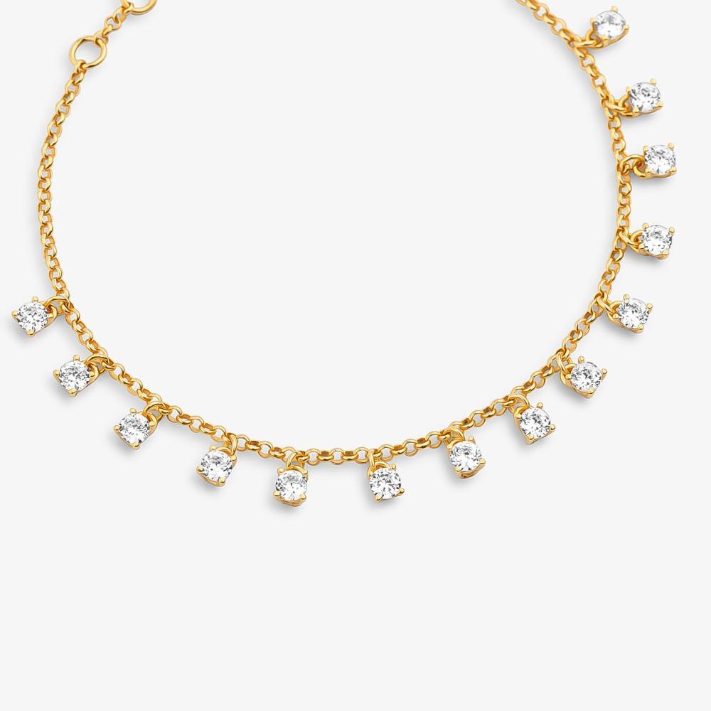 Pulseira Pontos de Luz em Prata 925 com Banho de Ouro Amarelo 18k - 3