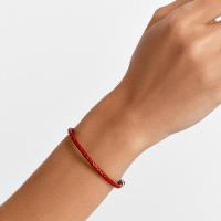 Pulseira de Couro Vermelho e Prata 925 - 19,5cm - 2