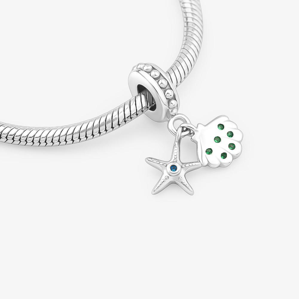 Charm Concha e Estrela do Mar Cravejado em Prata 925 - 2
