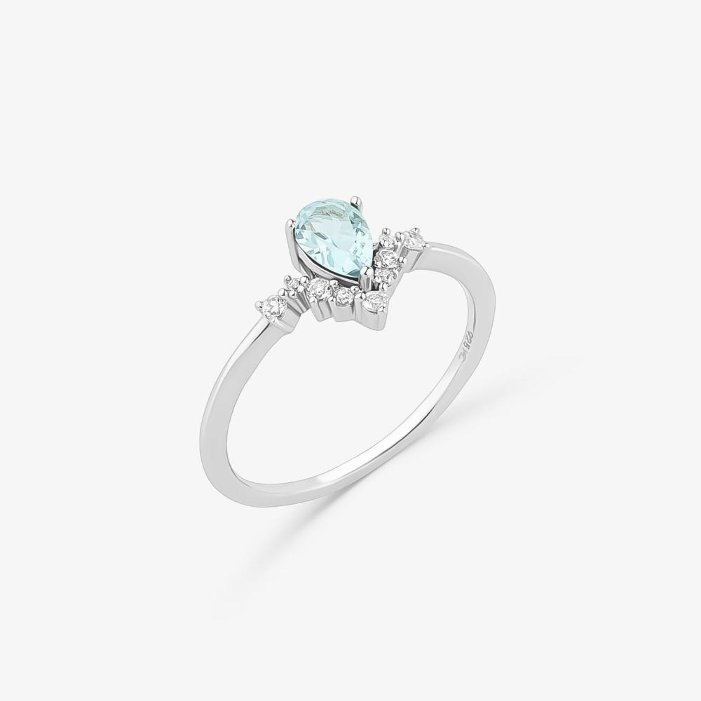 Anel com Topázio Azul e Topázio em Prata 925 - 3