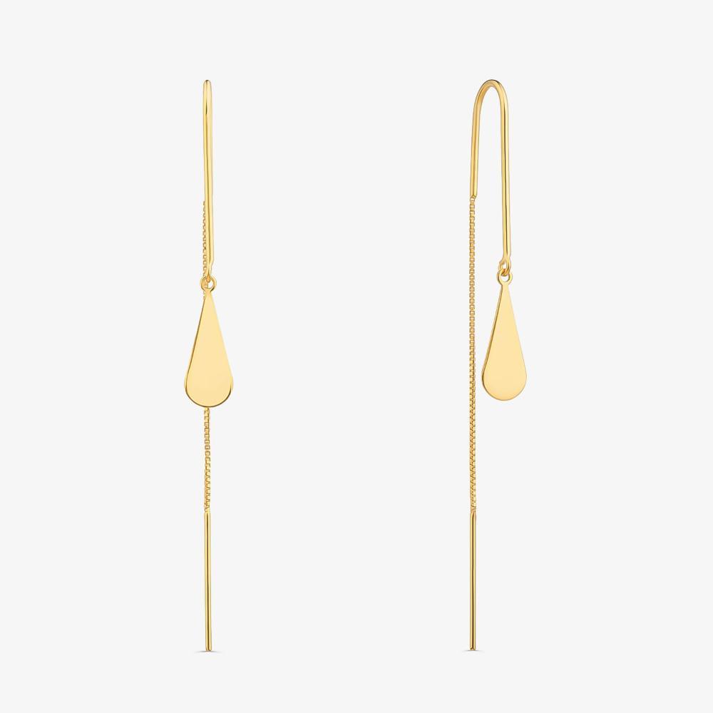 Brinco Longo Gota em Prata 925 com Banho de Ouro Amarelo 18K - 1