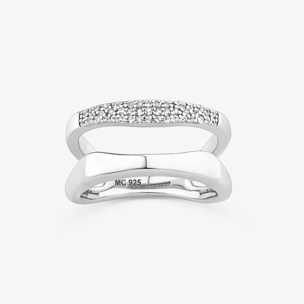 Anel Curvas Duplo com Topázio em Prata 925 - 1