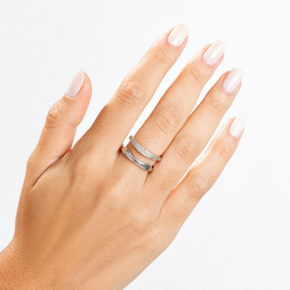 Anel Curvas Duplo com Topázio em Prata 925 - 2