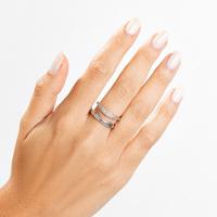 Anel Curvas Duplo com Topázio em Prata 925 - 2