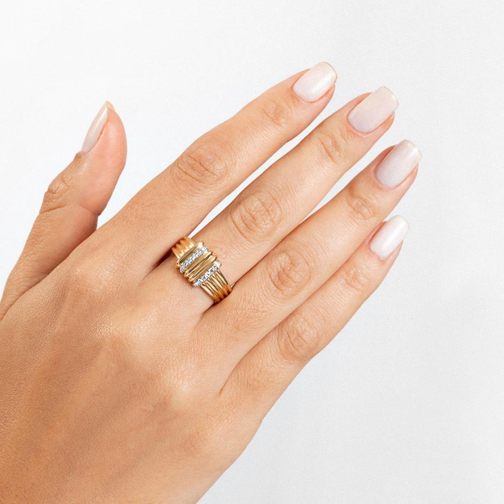 Anel Maxi Linhas com Topázio em Prata 925 com Banho de Ouro Amarelo 18k - 2