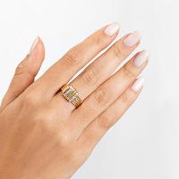 Anel Maxi Linhas com Topázio em Prata 925 com Banho de Ouro Amarelo 18k - 5