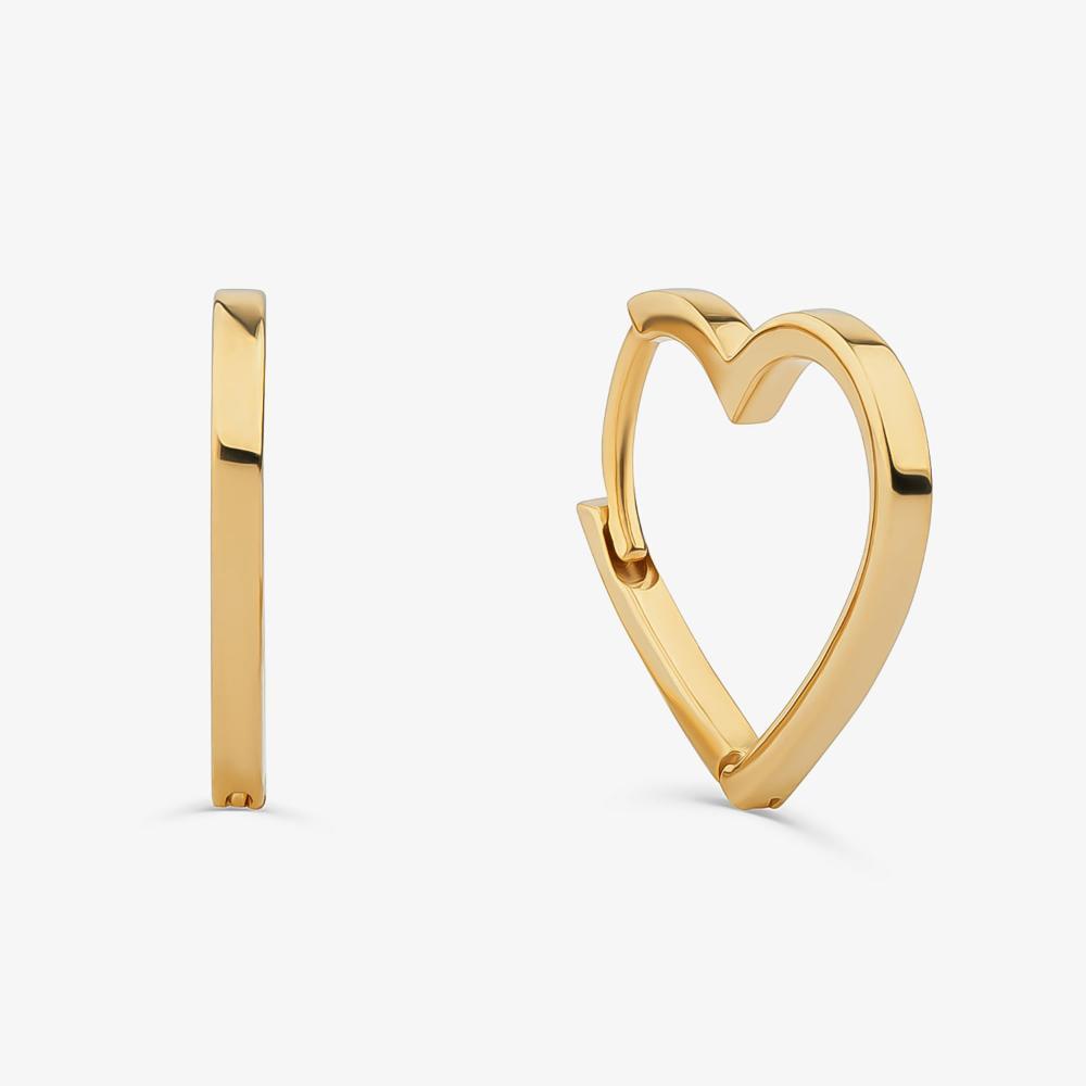 Argola Coração em Prata 925 com Banho de Ouro Amarelo 18k - 1